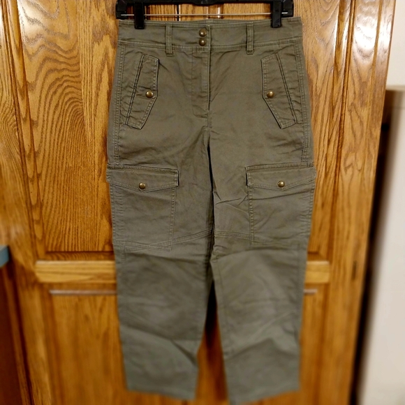 J.Crew Women's Size 4 Cropped Cargo Utility Pants‎ Olive Green Multi Pocketed - Picture 7 of 14